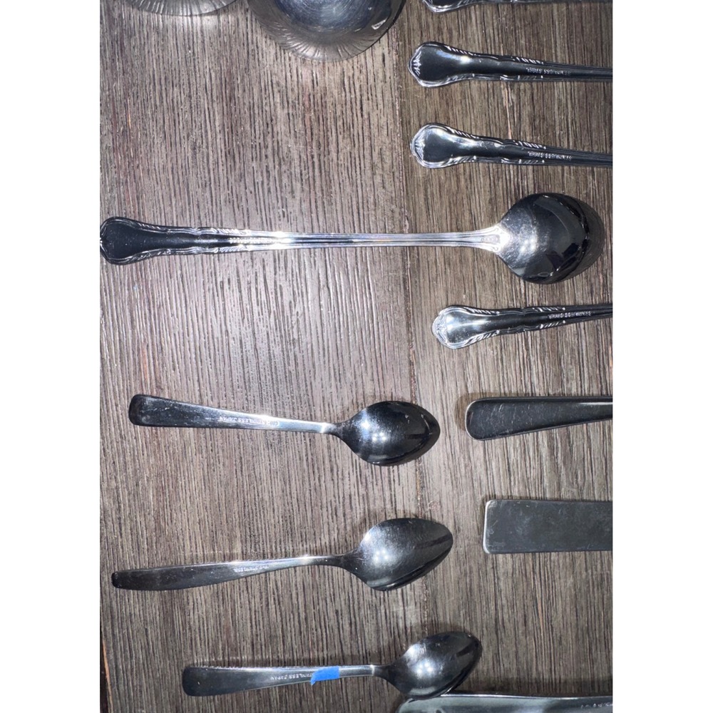 Mixed Stainless Steel Spoon Lot Oneida Ann Albert Ladles Teaspoons 15pc Set - Picture 7 of 8